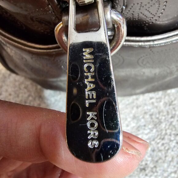 MICHAEL KORS metallic monogrammed satchel handbag - Picture 10 of 12